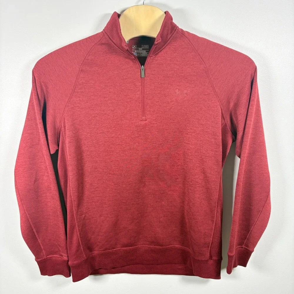 Under Armour Mens ColdGear Quarter Zip Pullover Maroon Red Loose Fit‎ XL